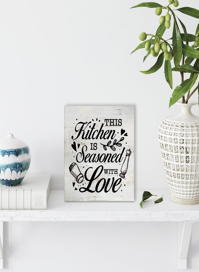 MAVOTEN Rustic This Kitchen is Seasoned with Love Wood Box Sign Funny Kitchen Wooden Box Sign Farmhouse Home Desk Shelf Decor (5 X 5 Inch) - Image 5